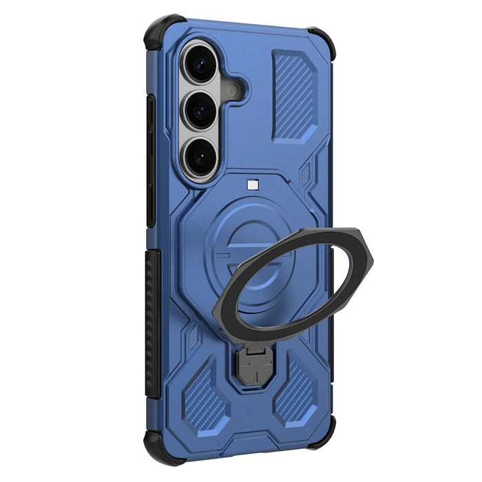 For Samsung Galaxy S26 Magnetic Case Rotating Metal Kickstand Shockproof PC + TPU Phone Back Cover - Dark Blue - 6