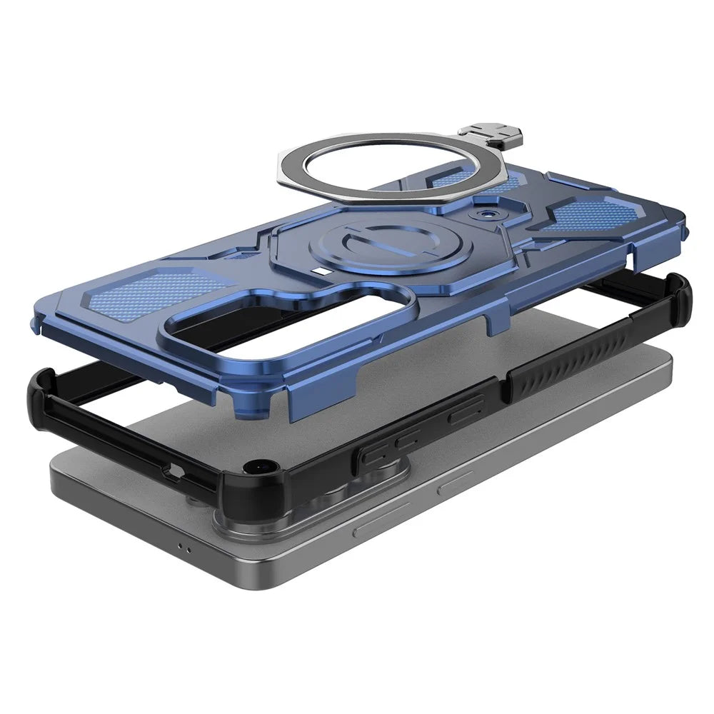 For Samsung Galaxy S26 Ultra Magnetic Case Rotating Metal Kickstand Shockproof PC + TPU Phone Back Cover - Dark Blue - 3