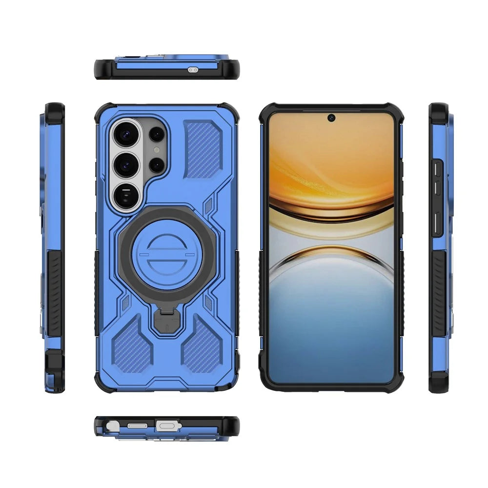 For Samsung Galaxy S26 Ultra Magnetic Case Rotating Metal Kickstand Shockproof PC + TPU Phone Back Cover - Dark Blue - 7