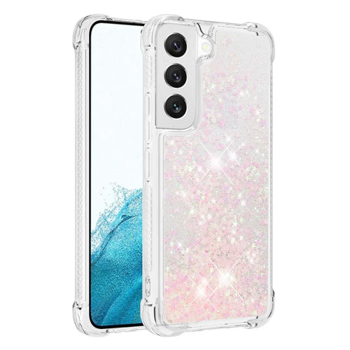 For Samsung Galaxy S23 TPU Case Glitter Quicksand Shockproof Phone Back Cover - Pink  /  Pentagrams - 1