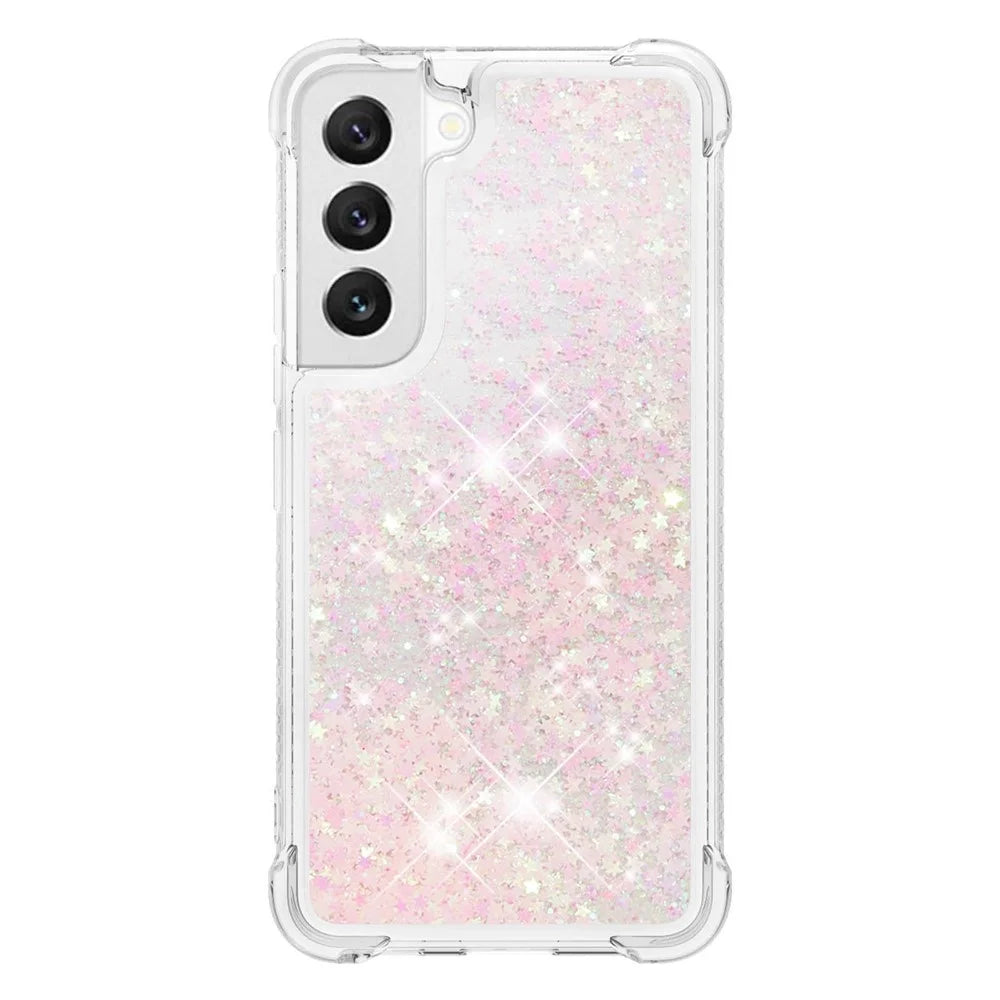 For Samsung Galaxy S23 TPU Case Glitter Quicksand Shockproof Phone Back Cover - Pink  /  Pentagrams - 3