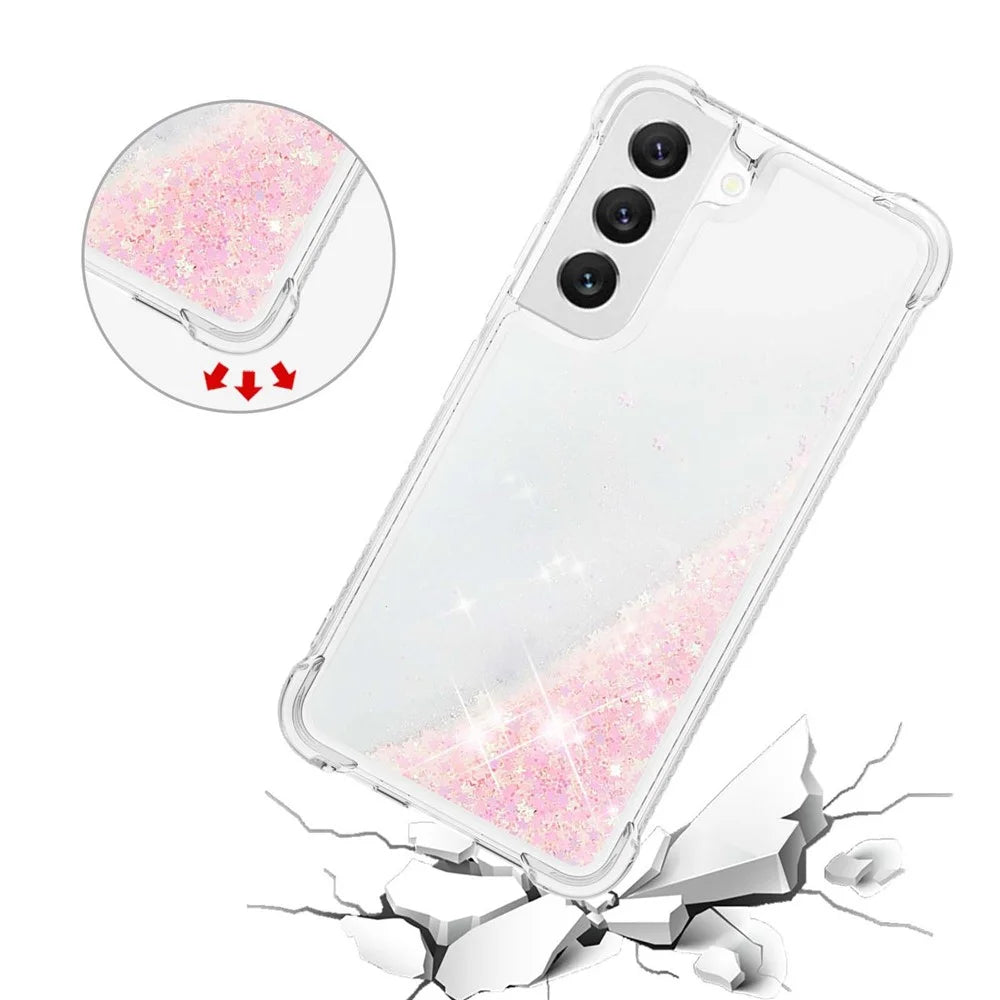 For Samsung Galaxy S23 TPU Case Glitter Quicksand Shockproof Phone Back Cover - Pink  /  Pentagrams - 5