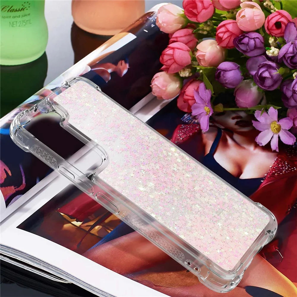 For Samsung Galaxy S23 TPU Case Glitter Quicksand Shockproof Phone Back Cover - Pink  /  Pentagrams - 7