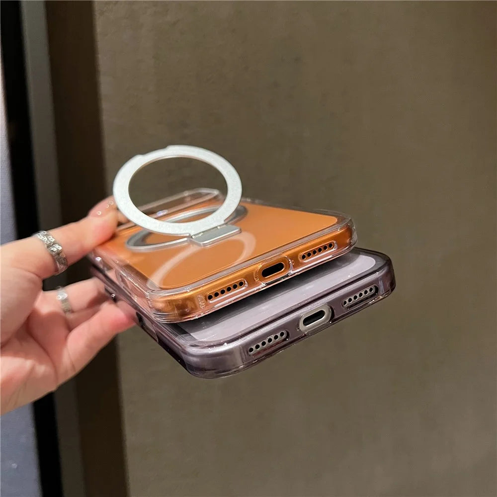 For iPhone 18 Pro Max / 17 Pro Max Magnetic Case Kickstand Clear TPU Phone Back Cover - Silver - 6