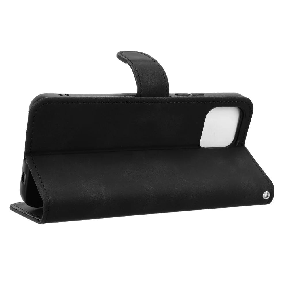 For T-Mobile Revvl 8 Pro  /  T Phone 3 Pro Leather Case Skin Feel Anti Drop Wallet Flip Phone Cover - Black - 4