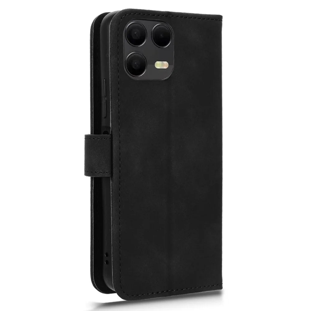 For T-Mobile Revvl 8 Pro  /  T Phone 3 Pro Leather Case Skin Feel Anti Drop Wallet Flip Phone Cover - Black - 6