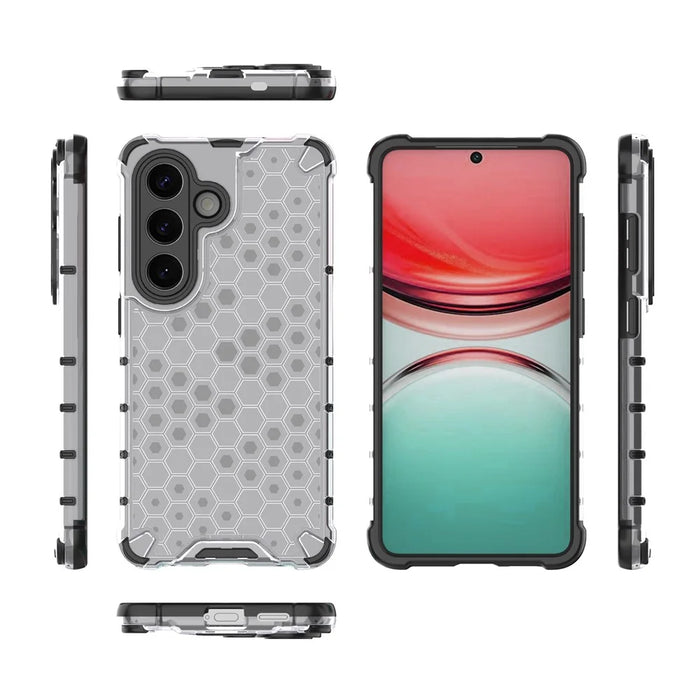 For Samsung Galaxy S26 Case PC + TPU Phone Cover Honeycomb Shape - Grey - 4