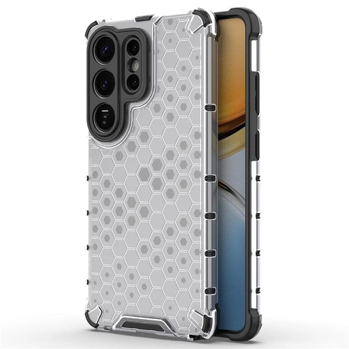 For Samsung Galaxy S26 Ultra Case PC + TPU Phone Cover Honeycomb Shape - Grey - 1