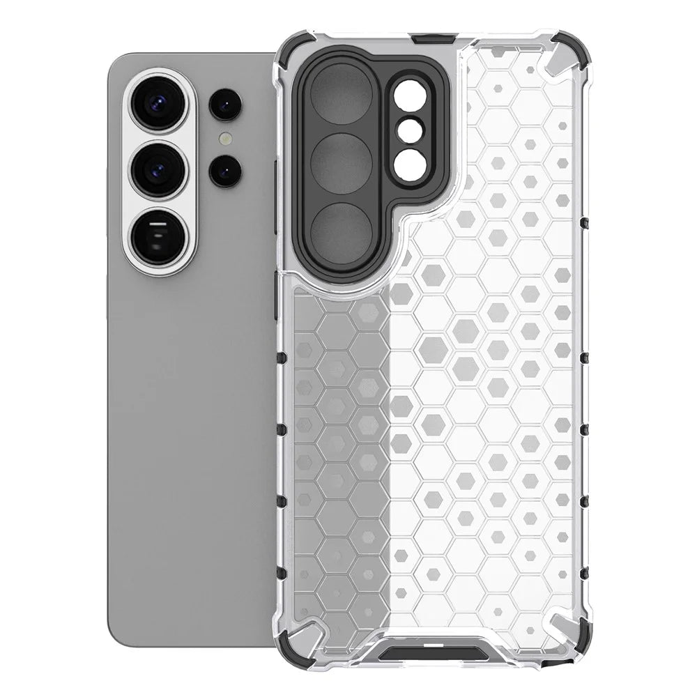 For Samsung Galaxy S26 Ultra Case PC + TPU Phone Cover Honeycomb Shape - Grey - 2