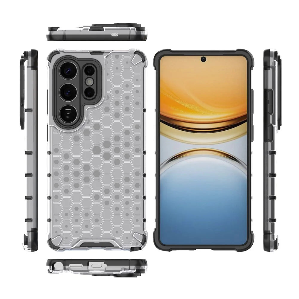 For Samsung Galaxy S26 Ultra Case PC + TPU Phone Cover Honeycomb Shape - Grey - 4