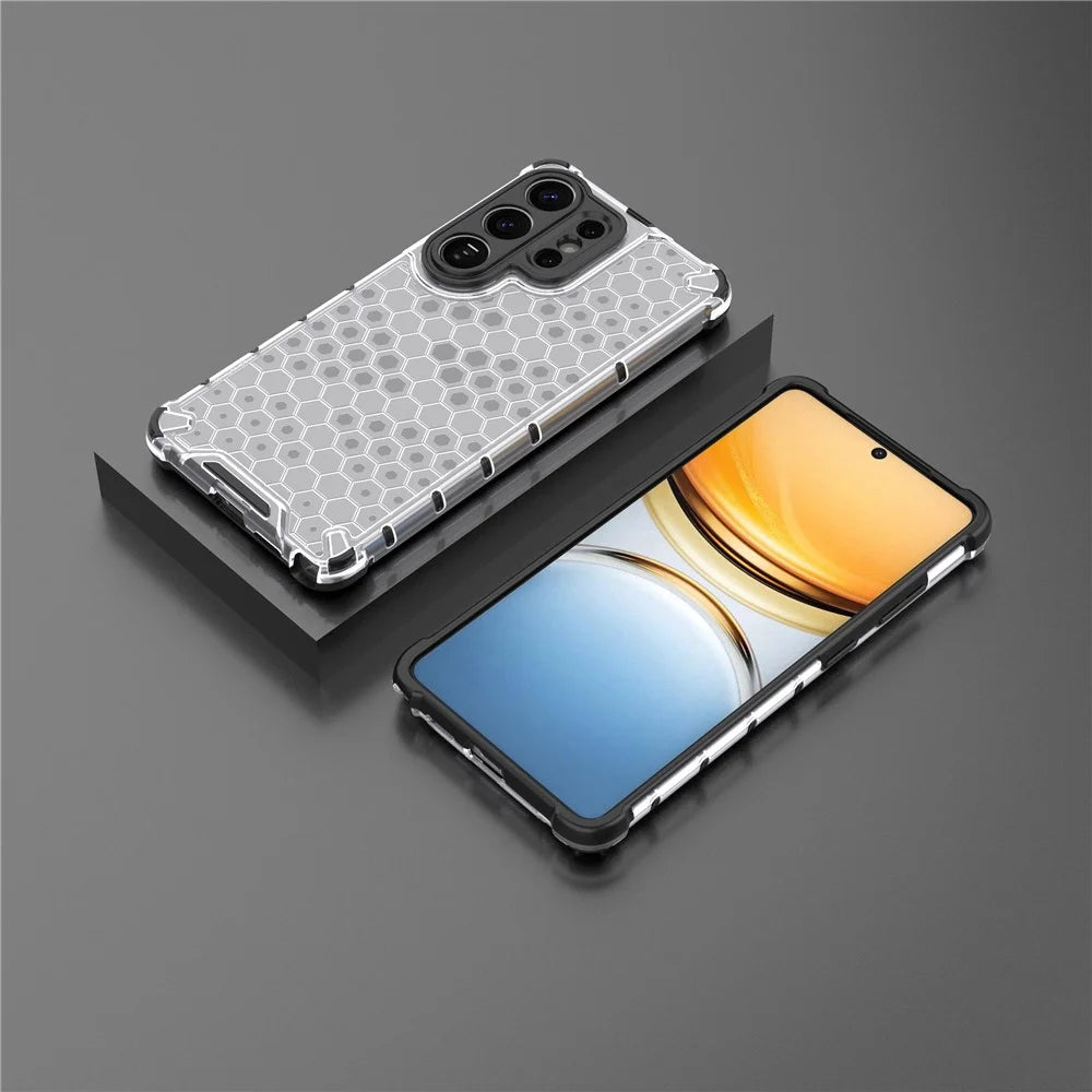 For Samsung Galaxy S26 Ultra Case PC + TPU Phone Cover Honeycomb Shape - Grey - 5