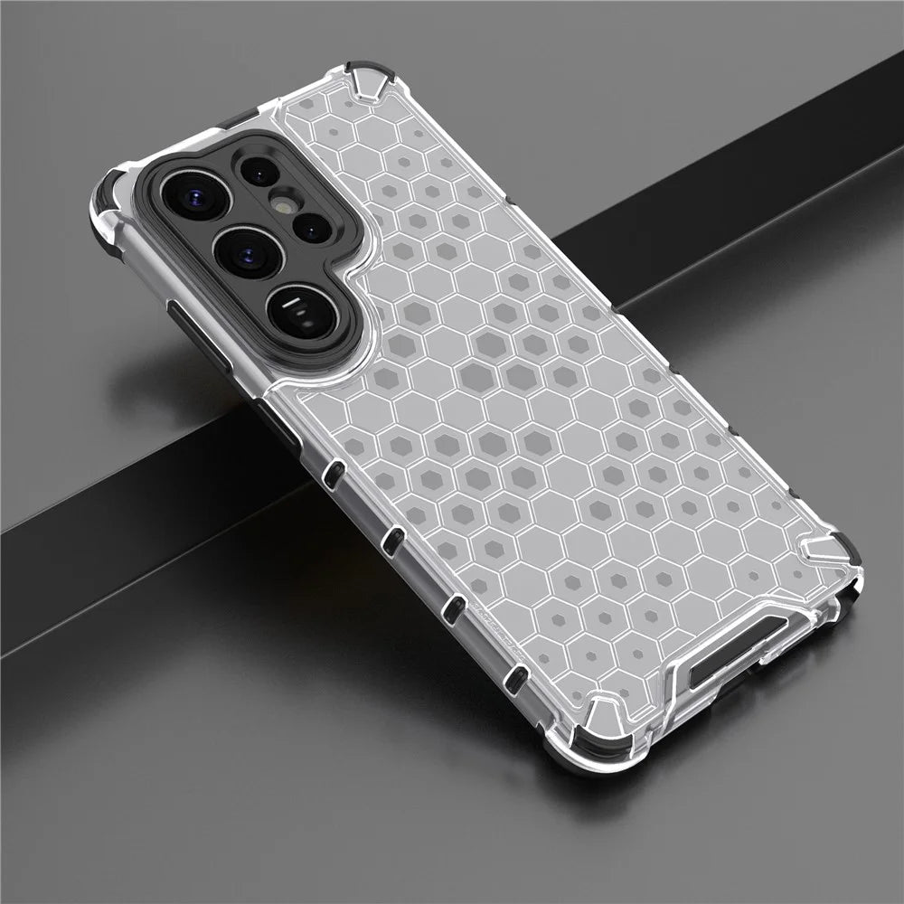 For Samsung Galaxy S26 Ultra Case PC + TPU Phone Cover Honeycomb Shape - Grey - 6