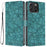 For iPhone 15 Pro Max Flip Case Cherry Blossom Pattern Leather Wallet Stand iPhone Cover with Wrist Strap - Green - 1