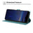 For iPhone 15 Pro Max Flip Case Cherry Blossom Pattern Leather Wallet Stand iPhone Cover with Wrist Strap - Green - 3