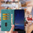 For iPhone 15 Pro Max Flip Case Cherry Blossom Pattern Leather Wallet Stand iPhone Cover with Wrist Strap - Green - 5