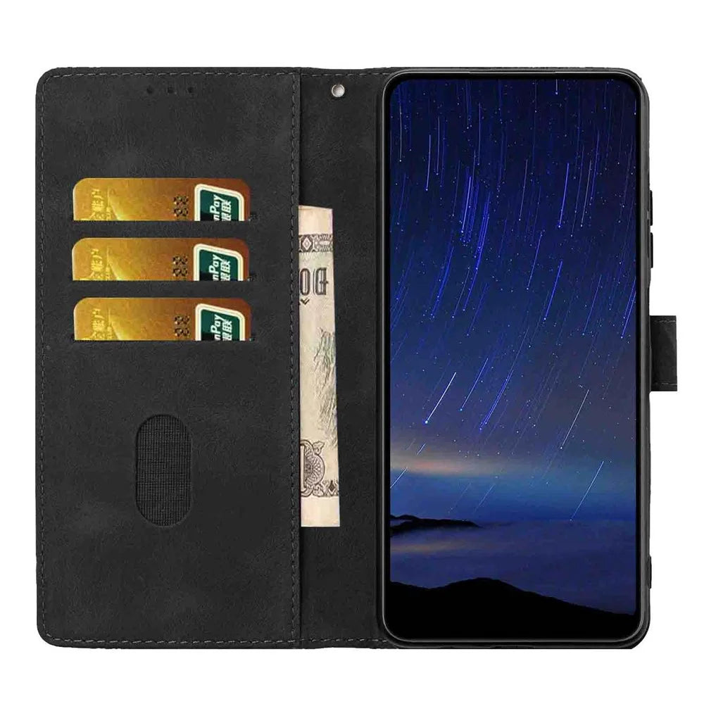 For Samsung Galaxy S26 Ultra Flip Case Cherry Blossom Pattern Leather Wallet Stand Phone Cover with Wrist Strap - Black - 2