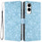 For Samsung Galaxy S25 Edge Flip Case Cherry Blossom Pattern Leather Wallet Stand Phone Cover with Wrist Strap - Sky Blue - 1