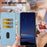 For Samsung Galaxy S25 Edge Flip Case Cherry Blossom Pattern Leather Wallet Stand Phone Cover with Wrist Strap - Sky Blue - 5