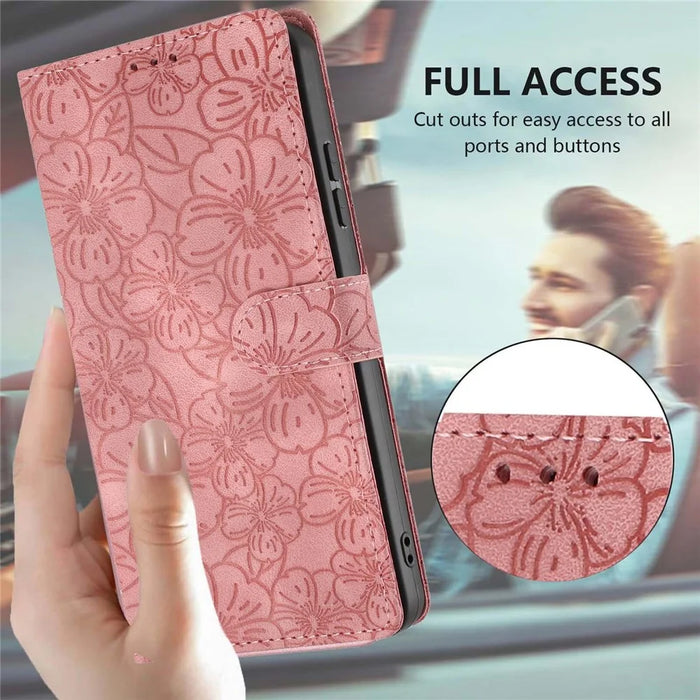 For Samsung Galaxy S25 Ultra Flip Case Cherry Blossom Pattern Leather Wallet Stand Phone Cover with Wrist Strap - 6