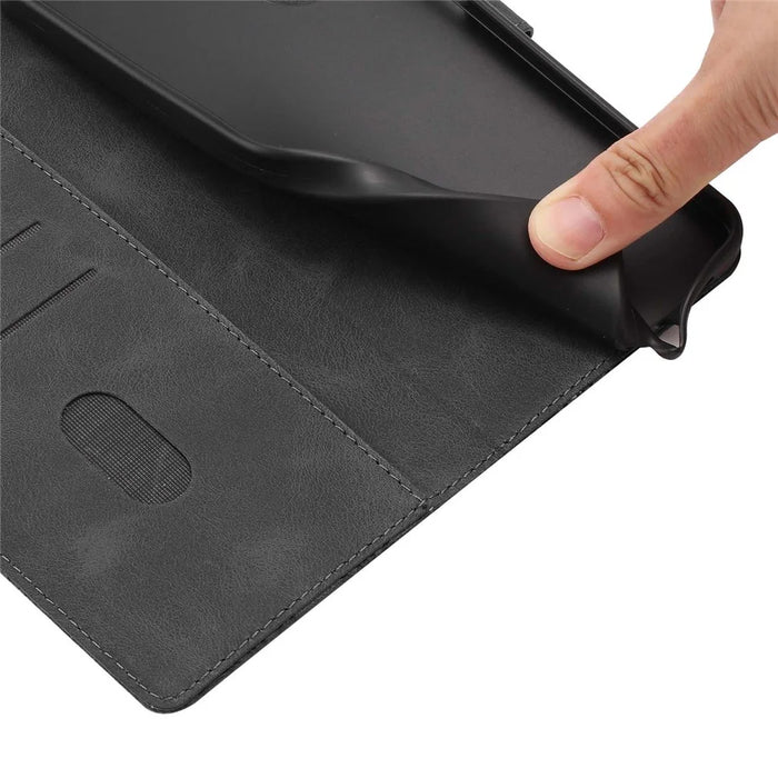 For Samsung Galaxy S25 Flip Case Cherry Blossom Pattern Leather Wallet Stand Phone Cover with Wrist Strap - Black - 4