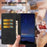 For Samsung Galaxy S25 Flip Case Cherry Blossom Pattern Leather Wallet Stand Phone Cover with Wrist Strap - Black - 5