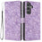 For Samsung Galaxy S24+ Flip Case Cherry Blossom Pattern Leather Wallet Stand Phone Cover with Wrist Strap - Purple - 1