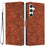 For Samsung Galaxy A55 5G Flip Case Cherry Blossom Pattern Leather Wallet Stand Phone Cover with Wrist Strap - Brown - 1