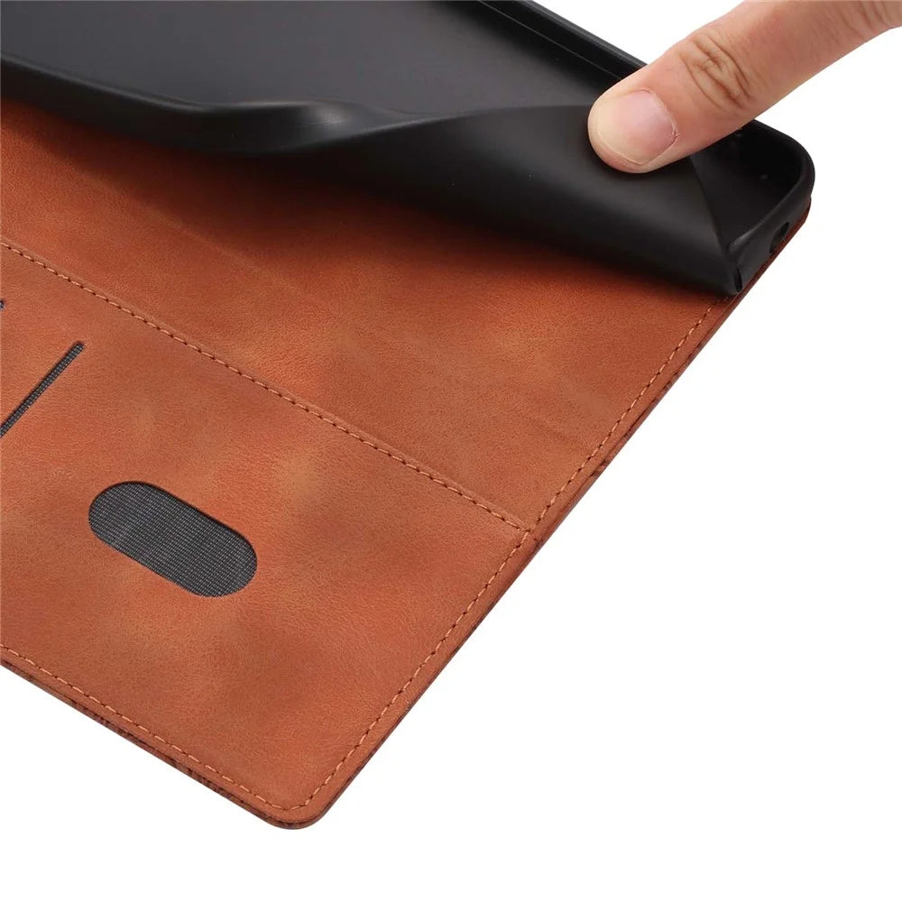 For Samsung Galaxy A54 5G Flip Case Cherry Blossom Pattern Leather Wallet Stand Phone Cover with Wrist Strap - Brown - 4