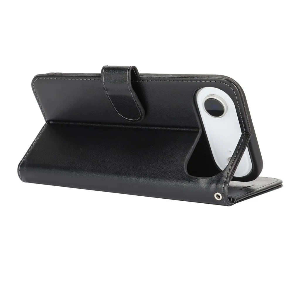 For iPhone Air Case R61 Texture Wallet Leather Flip Phone Cover with Wrist Strap - Black - 3
