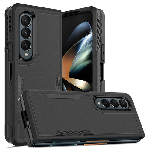 For Samsung Galaxy Z Fold4 5G Anti-scratch PC + TPU Folding Phone Case Drop-proof Back Cover - Black - 1