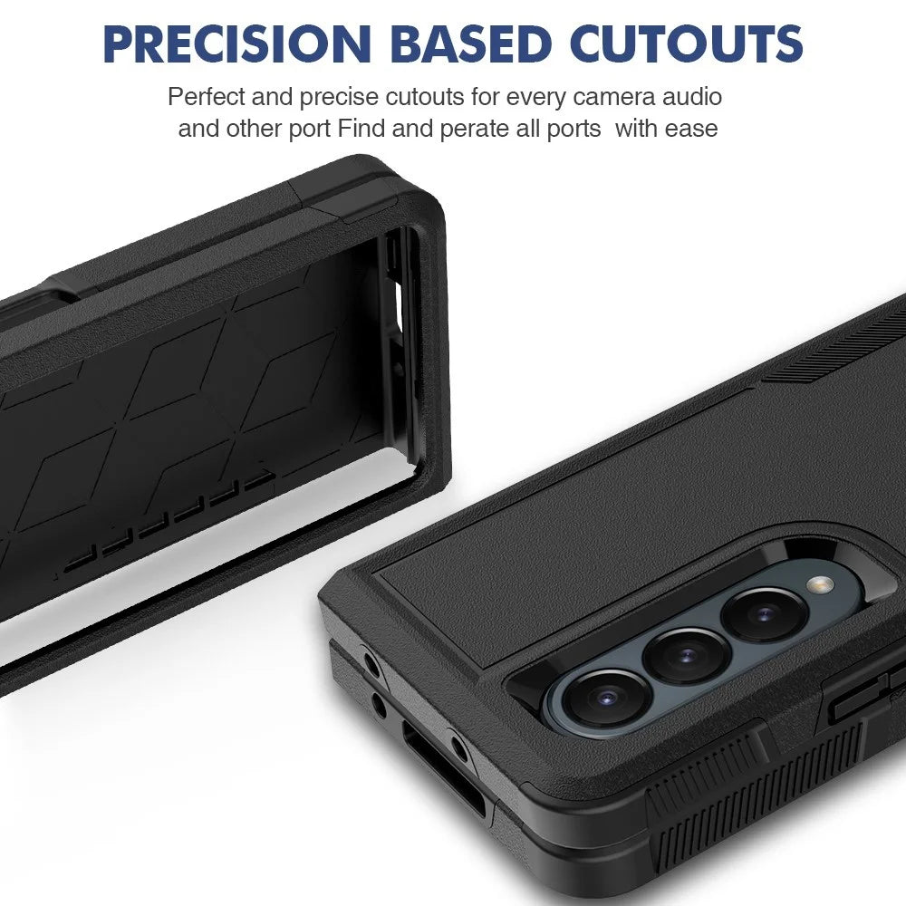 For Samsung Galaxy Z Fold4 5G Anti-scratch PC + TPU Folding Phone Case Drop-proof Back Cover - Black - 2