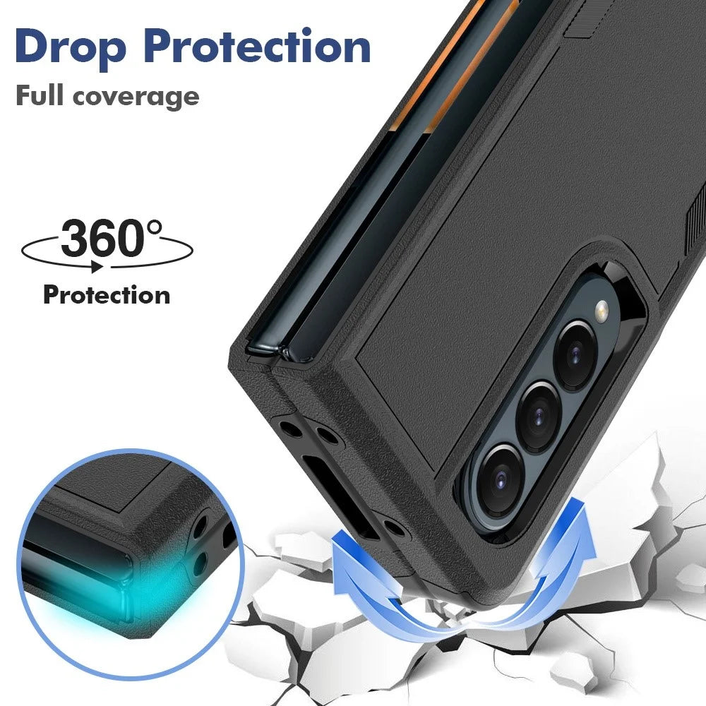 For Samsung Galaxy Z Fold4 5G Anti-scratch PC + TPU Folding Phone Case Drop-proof Back Cover - Black - 3