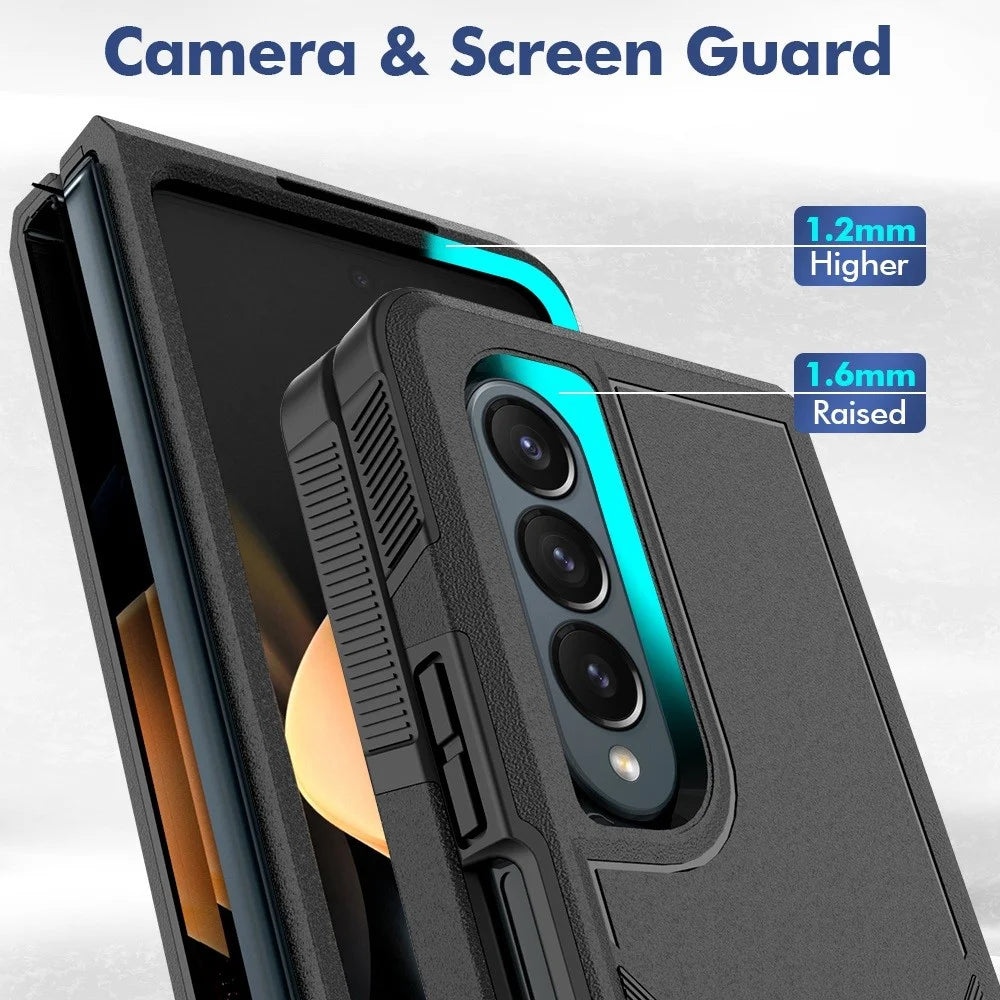 For Samsung Galaxy Z Fold4 5G Anti-scratch PC + TPU Folding Phone Case Drop-proof Back Cover - Black - 5