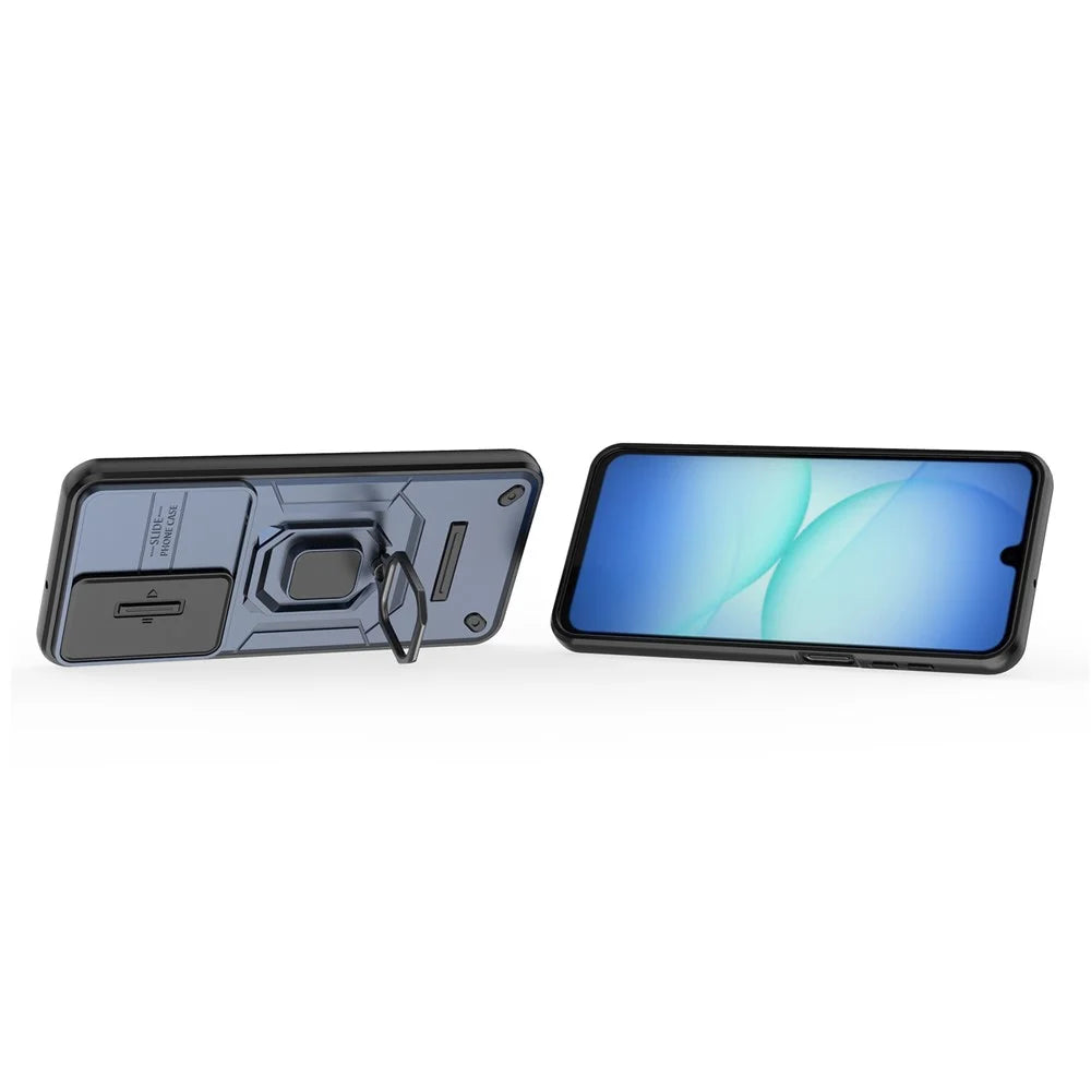 For Samsung Galaxy A18 5G / A18 4G / A17 5G / A17 4G Case PC + TPU Kickstand Phone Protector with Lens Cover - Blue - 3
