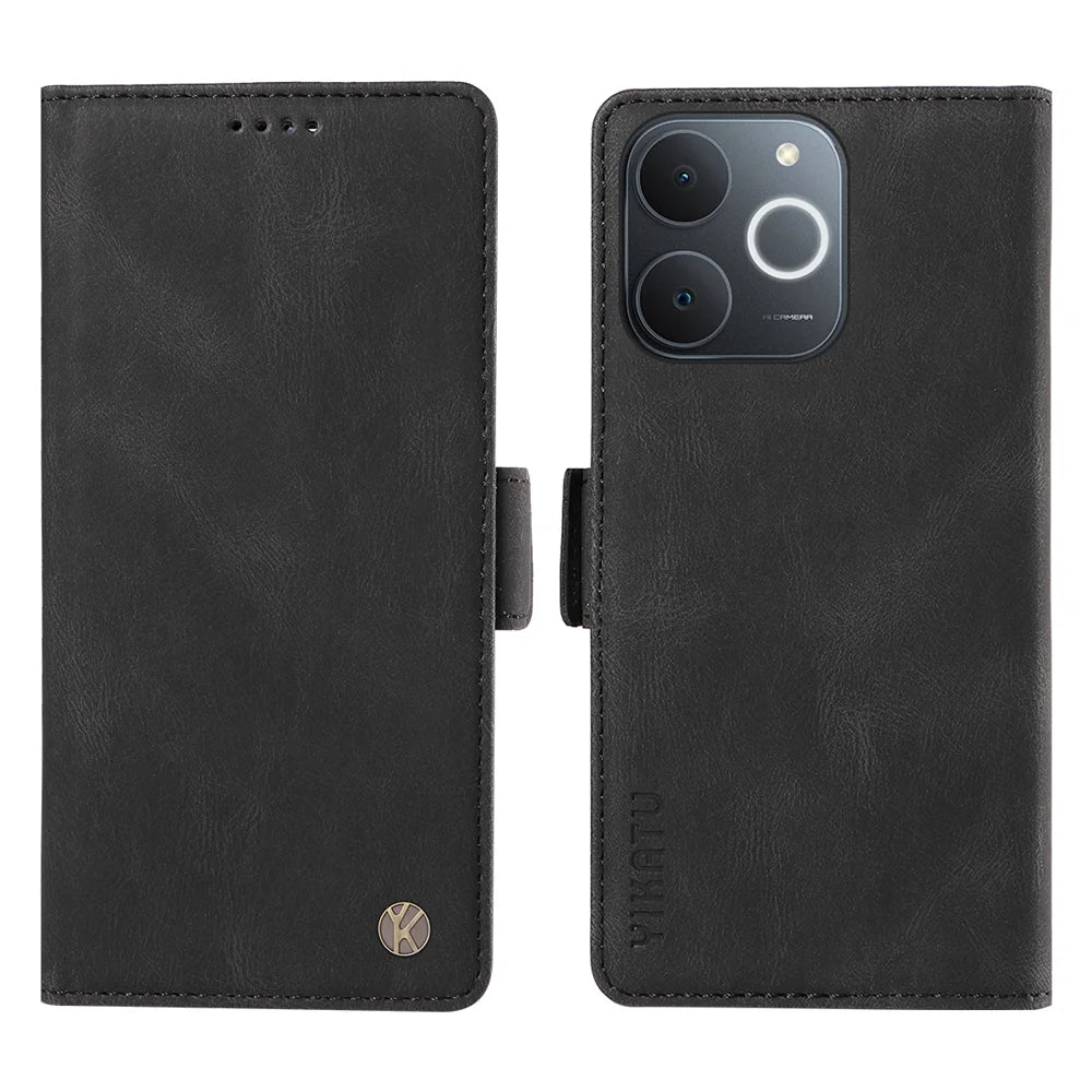 YIKATU For Realme Narzo 80 Lite 4G / Realme Note 70 4G / Realme Note 70T 4G / Realme C71 4G (India) Leather Case  YK-005 Skin-touch Feeling Wallet Phone Cover - Black - 1