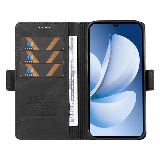 YIKATU For Realme Narzo 80 Lite 4G / Realme Note 70 4G / Realme Note 70T 4G / Realme C71 4G (India) Leather Case  YK-005 Skin-touch Feeling Wallet Phone Cover - Black - 2