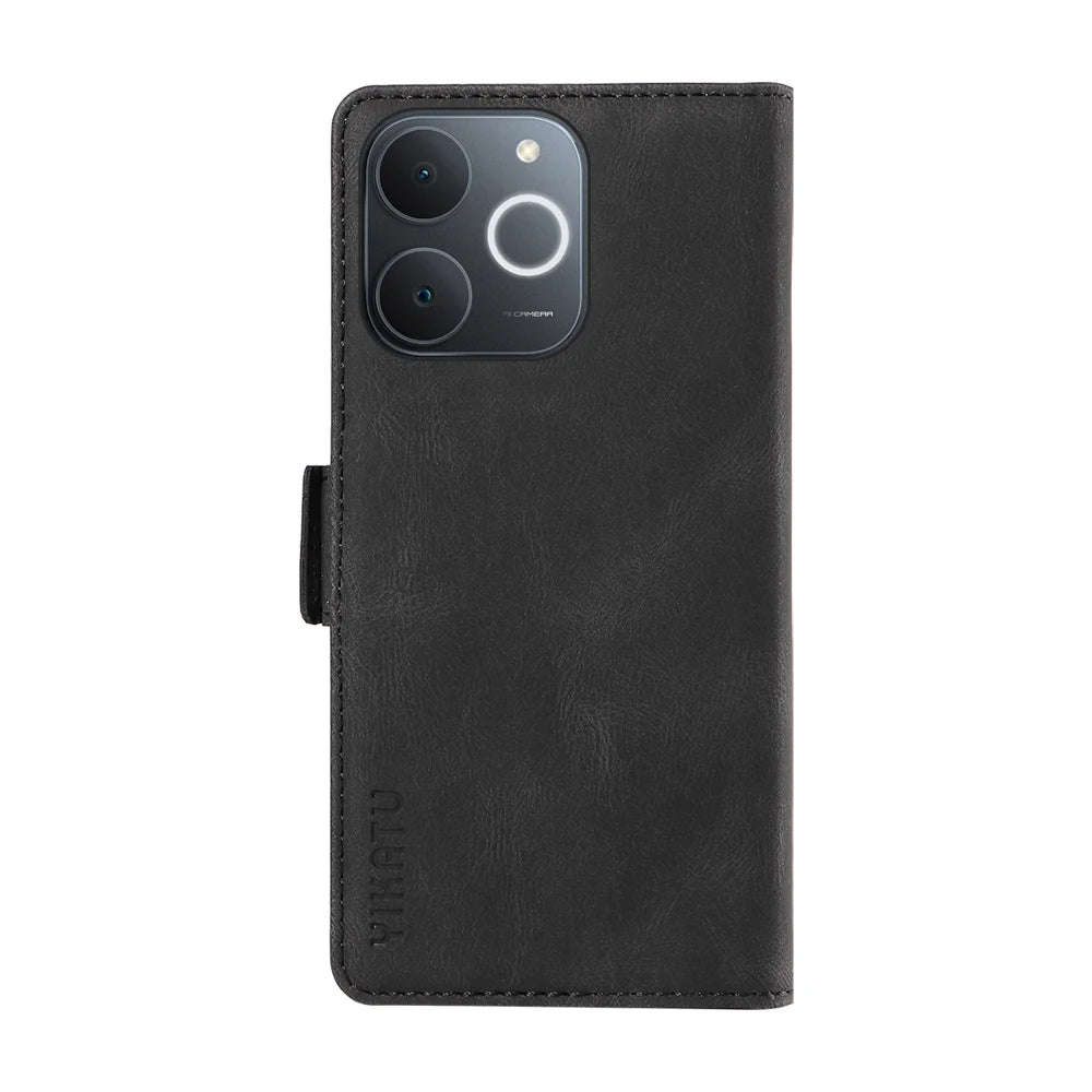 YIKATU For Realme Narzo 80 Lite 4G / Realme Note 70 4G / Realme Note 70T 4G / Realme C71 4G (India) Leather Case  YK-005 Skin-touch Feeling Wallet Phone Cover - Black - 7