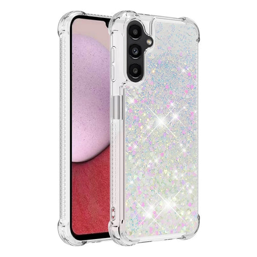 For Samsung Galaxy A14 5G / A14 4G TPU Case Glitter Quicksand Shockproof Phone Back Cover - Laser  /  Hearts - 1