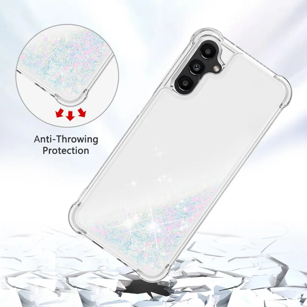 For Samsung Galaxy A14 5G / A14 4G TPU Case Glitter Quicksand Shockproof Phone Back Cover - Laser  /  Hearts - 4