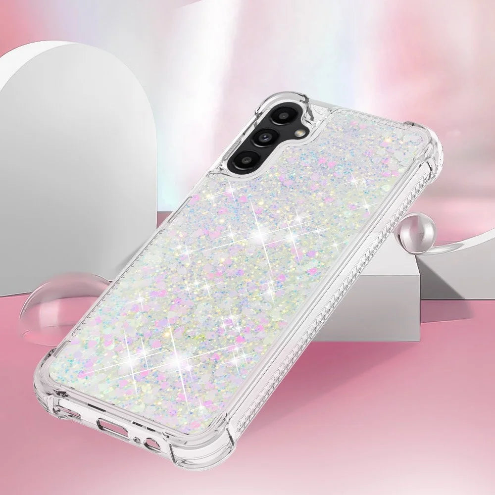 For Samsung Galaxy A14 5G / A14 4G TPU Case Glitter Quicksand Shockproof Phone Back Cover - Laser  /  Hearts - 5