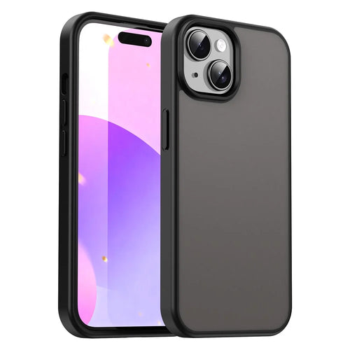 For iPhone 15 Case Skin Touch Matte Anti Drop TPU PC Phone Back Cover - Black - 1