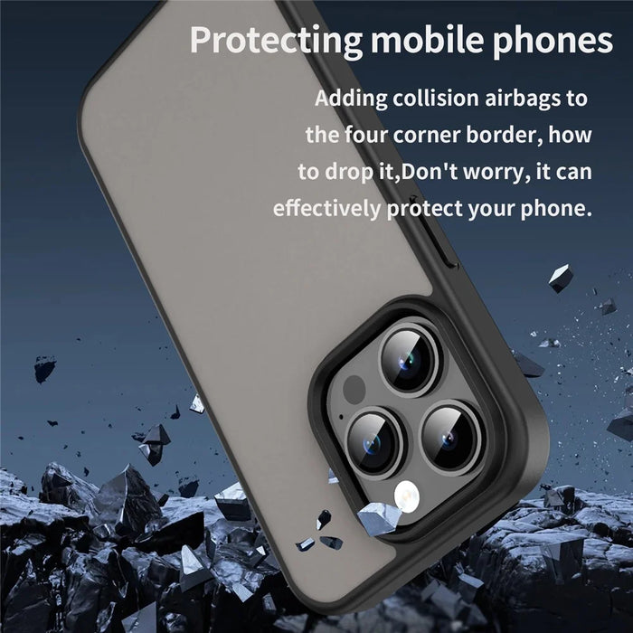 For iPhone 14 Pro Max Case Skin Touch Matte Anti Drop TPU PC Phone Back Cover - Black - 2