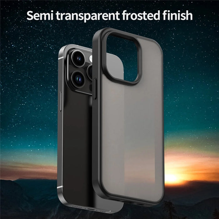 For iPhone 14 Pro Max Case Skin Touch Matte Anti Drop TPU PC Phone Back Cover - Black - 3