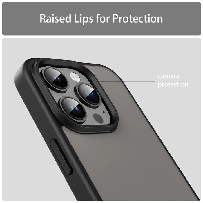 For iPhone 14 Pro Max Case Skin Touch Matte Anti Drop TPU PC Phone Back Cover - Black - 7