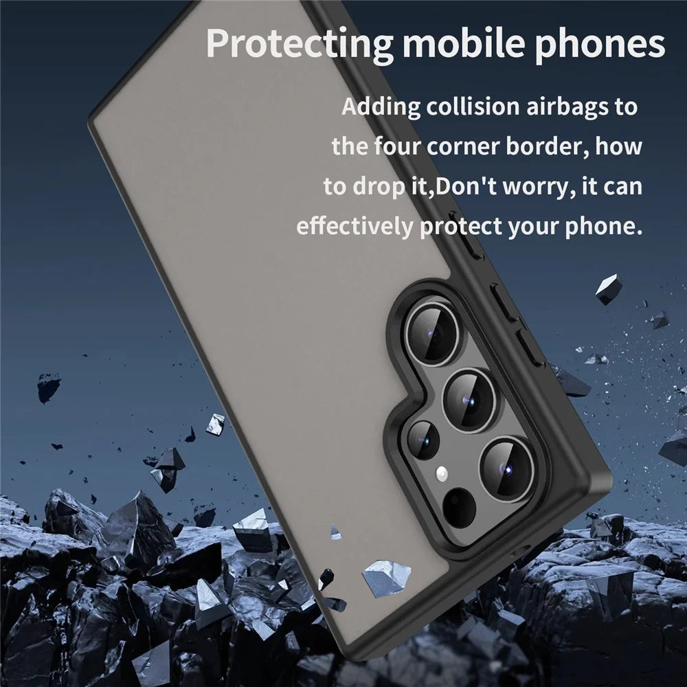 For Samsung Galaxy S23 Ultra Case Skin Touch Matte Anti Drop TPU PC Phone Back Cover - Black - 2