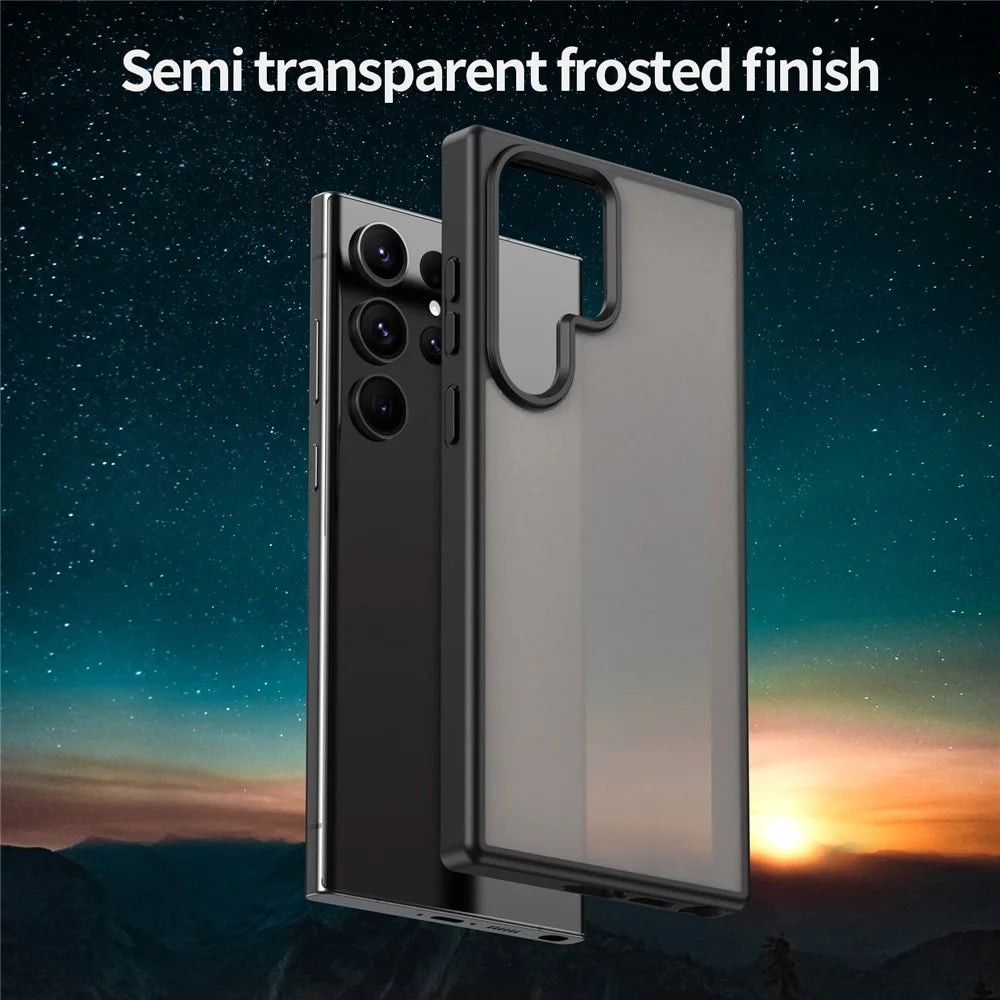 For Samsung Galaxy S23 Ultra Case Skin Touch Matte Anti Drop TPU PC Phone Back Cover - Black - 3