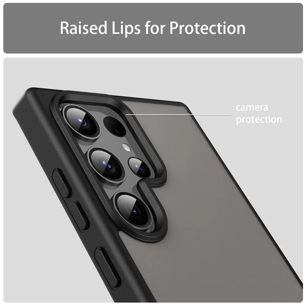 For Samsung Galaxy S23 Ultra Case Skin Touch Matte Anti Drop TPU PC Phone Back Cover - Black - 7