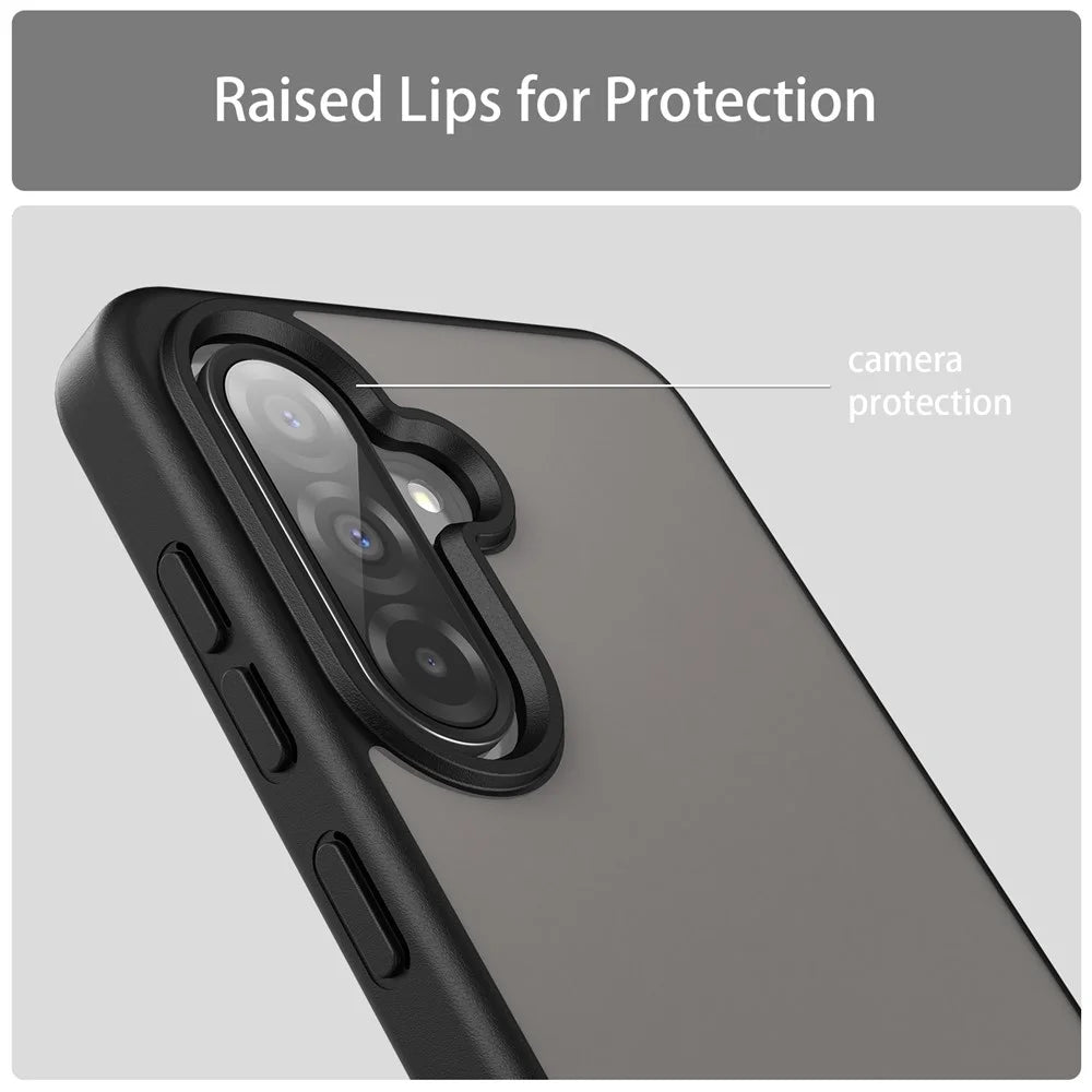 For Samsung Galaxy A36 5G Case Skin Touch Matte Anti Drop TPU PC Phone Back Cover - Black - 7