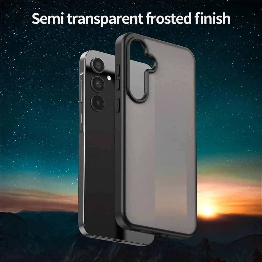 For Samsung Galaxy A35 5G Case Skin Touch Matte Anti Drop TPU PC Phone Back Cover - Black - 3
