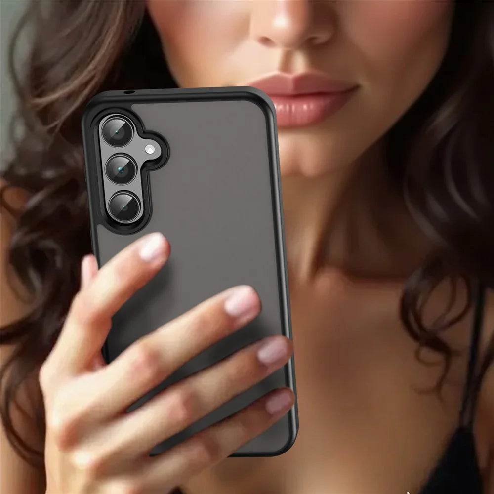 For Samsung Galaxy A35 5G Case Skin Touch Matte Anti Drop TPU PC Phone Back Cover - Black - 5